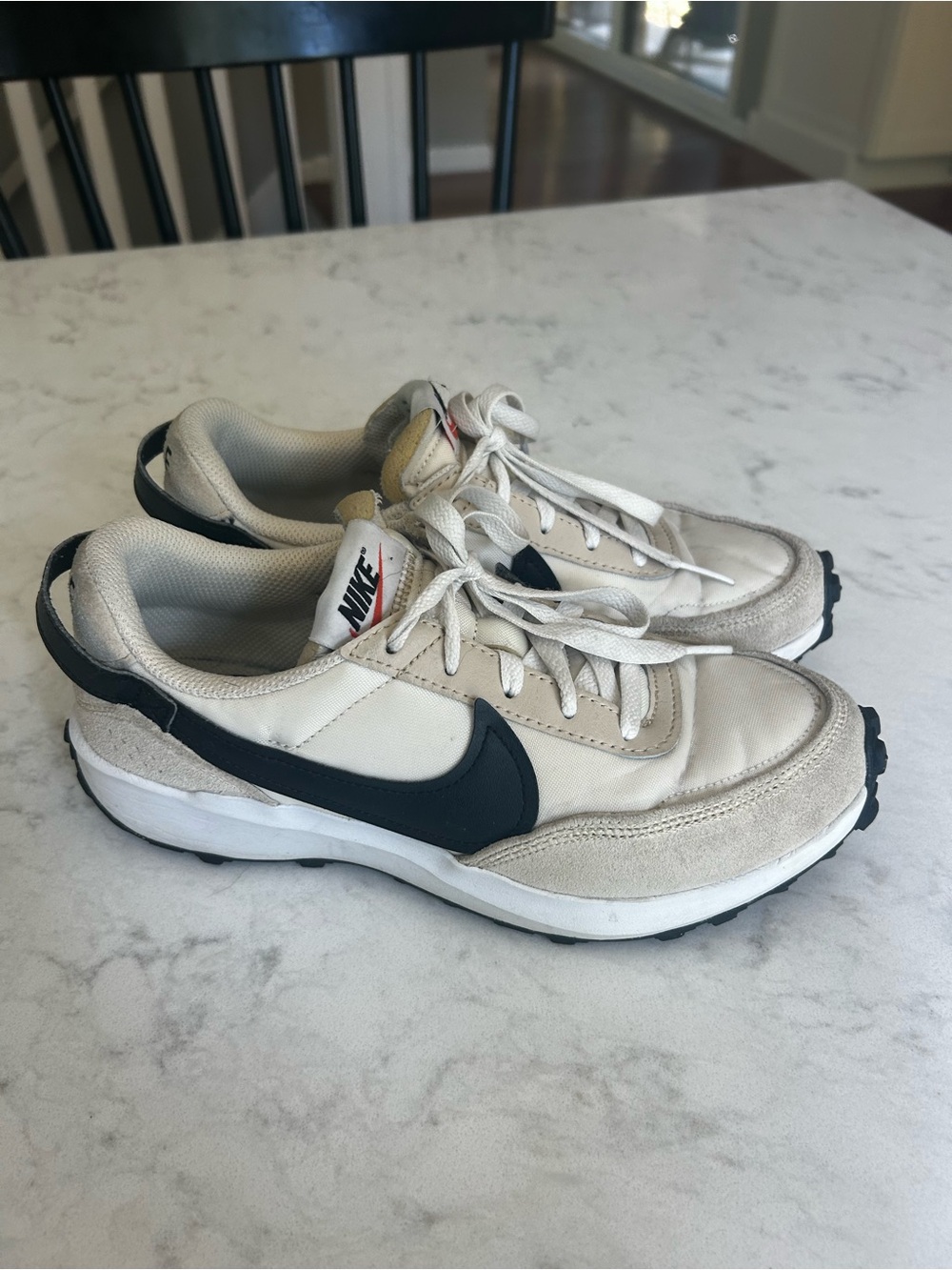 Nike Women’s Cream and Black Waffle Shoes